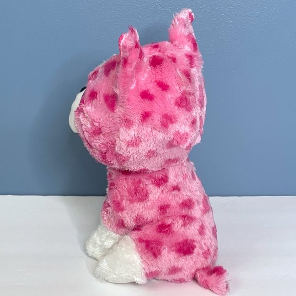 Beautifully Detailed Big Pink Sparkle Eyes Puppy Dog 9" Plush Stuffed Animal Toy - Picture 4 of 5
